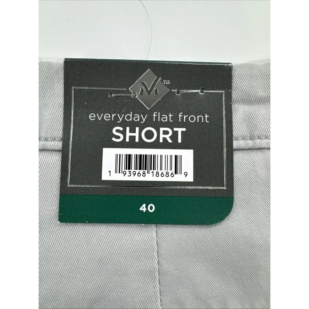 Members Mark Shorts Mens 40 Gray Chino Everyday Stretch Flat Front Travel 9